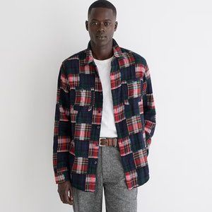 NWOT J. Crew Slim midweight flannel workshirt in patchwork plaid men's size L